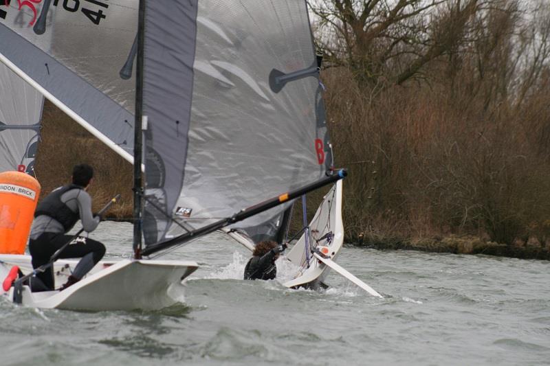 In and over during the Magic Marine RS300 Spring Championship at Stewartby Water photo copyright Jon Finch taken at Stewartby Water Sailing Club and featuring the RS300 class