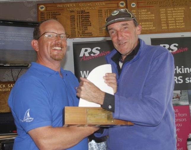 Alistair Mclaughlin during the Volvo Noble Marine RS300 Nationals prize giving photo copyright Alan Henderson taken at Prestwick Sailing Club and featuring the RS300 class