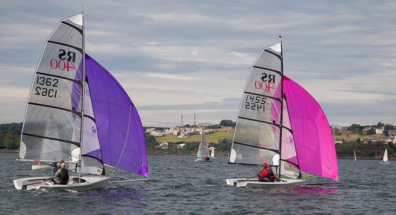 Jim S and John Mac having a good battle during the JP Watersports RS400 Scottish Tour at Dalgety Bay photo copyright Ruby Painter taken at Dalgety Bay Sailing Club and featuring the RS400 class