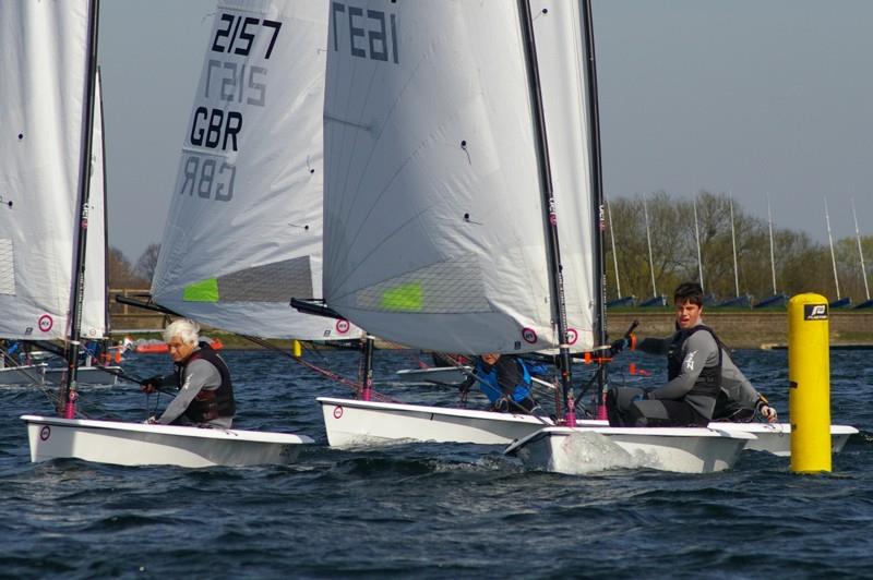 Another 'interesting' mark rounding during the Noble Marine RS Aero UK Spring Championships at Island Barn photo copyright Jim Champ taken at Island Barn Reservoir Sailing Club and featuring the  class