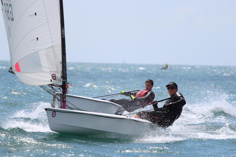 Toby Freeland leads Ben Rolfe on day 1 of the Carnac RS Aero Worlds 2017 photo copyright Steve Greenwood taken at Yacht Club de Carnac and featuring the  class