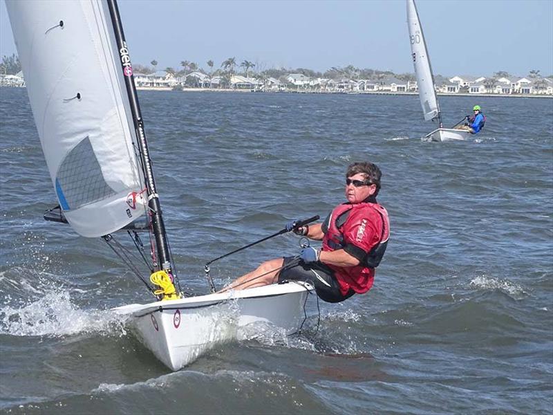 #TeamLymo Ladies Captain Julie Willis leading the fleet home to be Florida State Champion in the RS Aero 5 class photo copyright Mike Grant taken at US Sailing Center of Martin County and featuring the  class