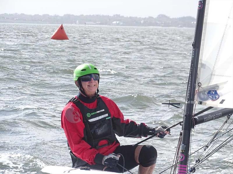 Early adopter and surfing legend Greg Popp in his RS Aero 7, always smiling and ready for a joke during the RS Aero Florida State Championship photo copyright Mike Grant taken at US Sailing Center of Martin County and featuring the  class