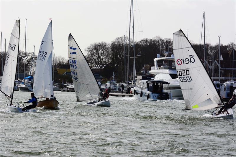 Singlehanders off Port Hamble during the 2019 Hamble Warming Pans photo copyright Trevor Pountain taken at Hamble River Sailing Club and featuring the  class