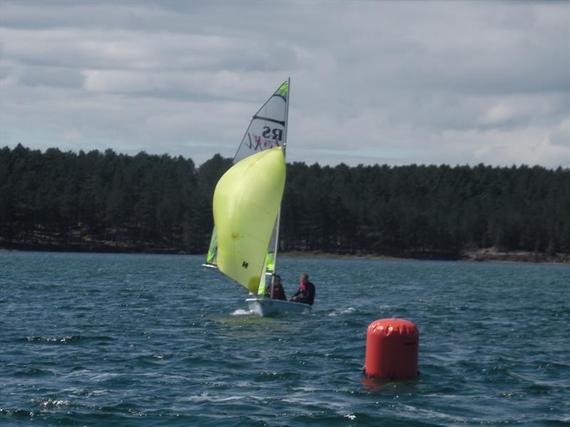 Iona and Jenni approaching the leeward mark in the final race of the Scottish RS Feva Championships photo copyright Matt Toynbee taken at Royal Findhorn Yacht Club and featuring the RS Feva class