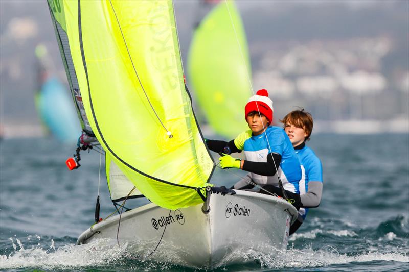 Fin Armstrong and Dan Armstrong on day 2 of the RYA South Zone Championships photo copyright Paul Wyeth / RYA taken at Weymouth & Portland Sailing Academy and featuring the RS Feva class