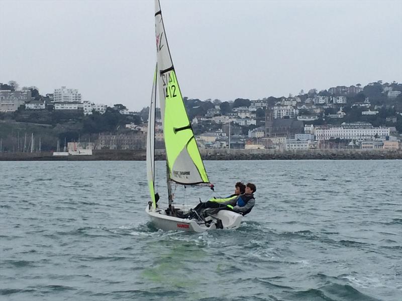 RS Feva Training back at Torbay for the second time this winter photo copyright Alex Mothersele taken at Royal Torbay Yacht Club and featuring the RS Feva class