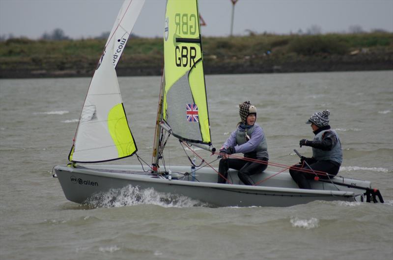 Will Caiger and Caitlin Morley during the RS Feva Squiddies at Burnham photo copyright Nicky Johnson taken at Burnham Sailing Club and featuring the RS Feva class