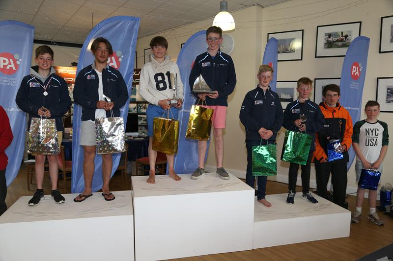Gold Fleet Podium at the RS Feva Nationals photo copyright Peter Newton taken at Weymouth & Portland Sailing Academy and featuring the RS Feva class