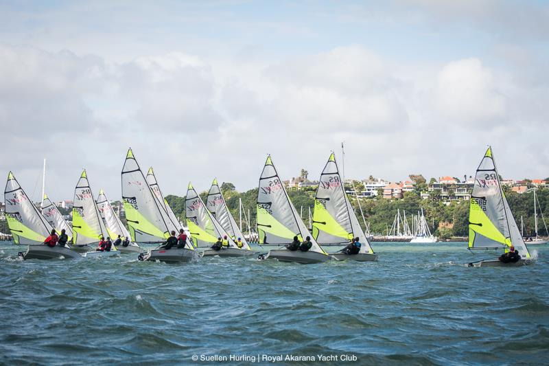 The fleet during the New Zealand RS Feva Nationals photo copyright Suellen Davies taken at Royal Akarana Yacht Club and featuring the RS Feva class