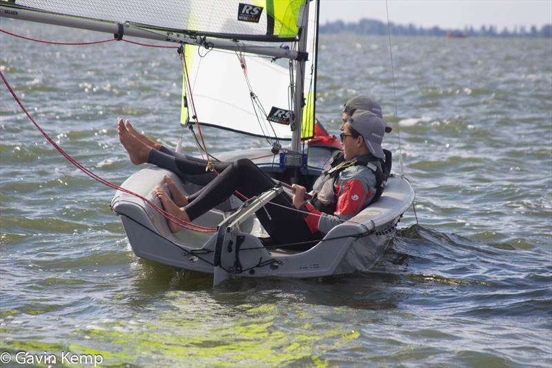 Chilling at the Allen & PA Consulting RS Feva Worlds photo copyright Gavin Kemp taken at Regatta Center Medemblik and featuring the RS Feva class