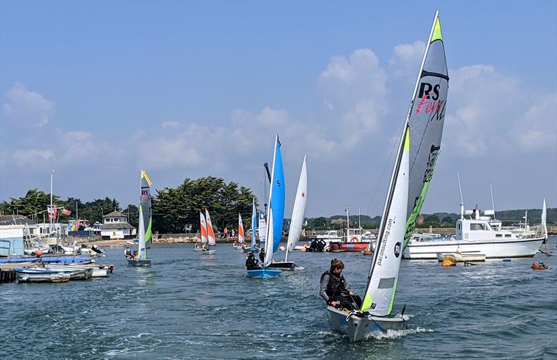 Juniors racing down the river soon after their start at Keyhaven Week - photo © Mark Jardine