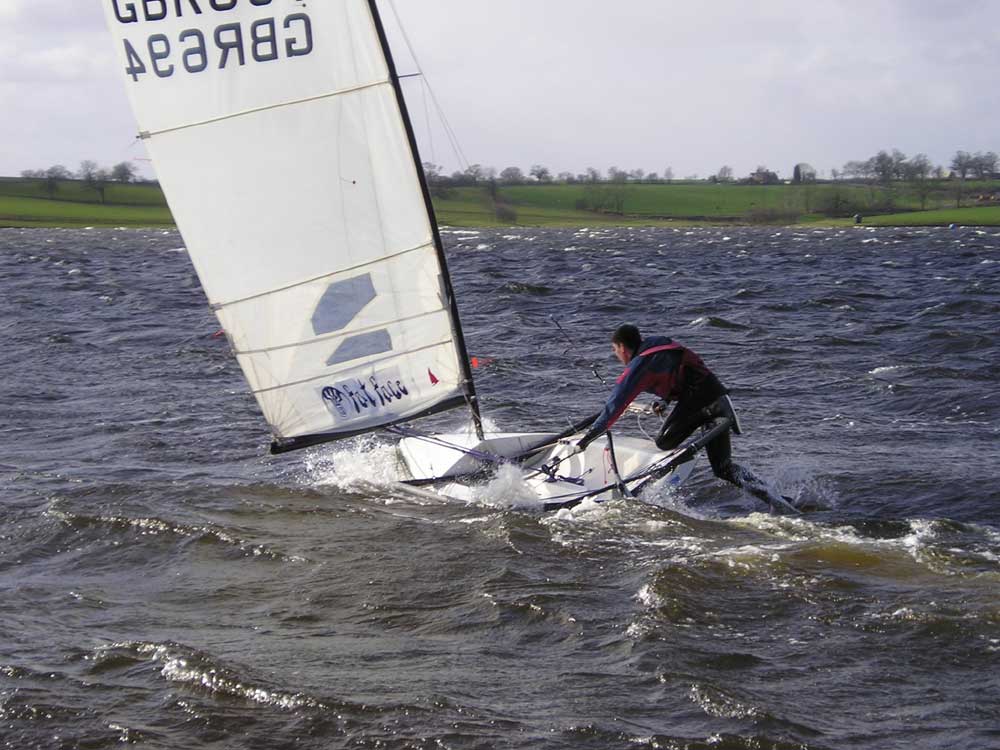 Andy Watterson Hanging in there at the Bithfield Barrel photo copyright Tim Male taken at Blithfield Sailing Club and featuring the RS600 class