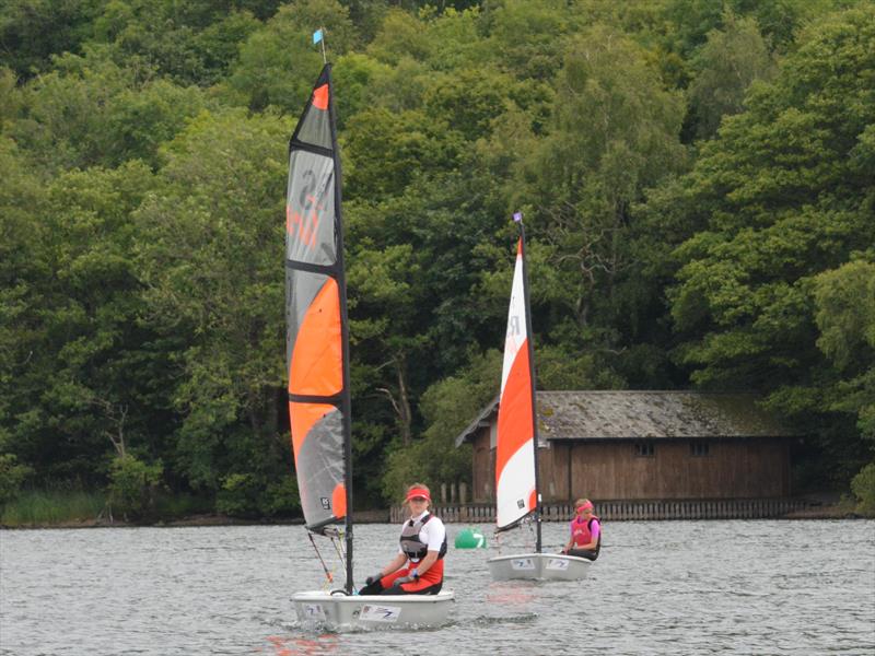 Charlotte Scott and Ellie Clark were first girls in the Pro and Sport fleets in the summer Northern Travellers' Series photo copyright Jennie Clark taken at South Windermere Sailing Club and featuring the RS Tera class