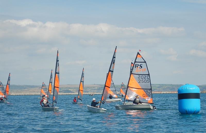 Ralph Neville leading the Pro Fleet on day 1 of the RS Tera Nationals at the WPNSA photo copyright Nicholas James taken at Weymouth & Portland Sailing Academy and featuring the RS Tera class