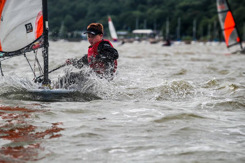 Erith YC's Harry Mitchell pushes through the chop during the KSSA Mid-Summer Regatta at Medway photo copyright Jon Bentman taken at Medway Yacht Club and featuring the RS Tera class