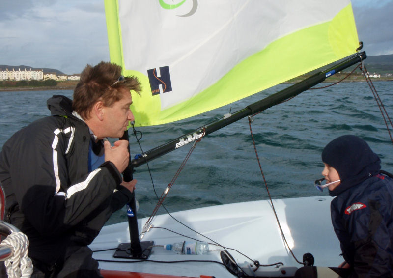 Jonathan Lewis and MYSS member Ffinlo Wright (age 9) during the Manx Youth Sailing Squad training photo copyright Jenni Quillin taken at  and featuring the RS Tera class