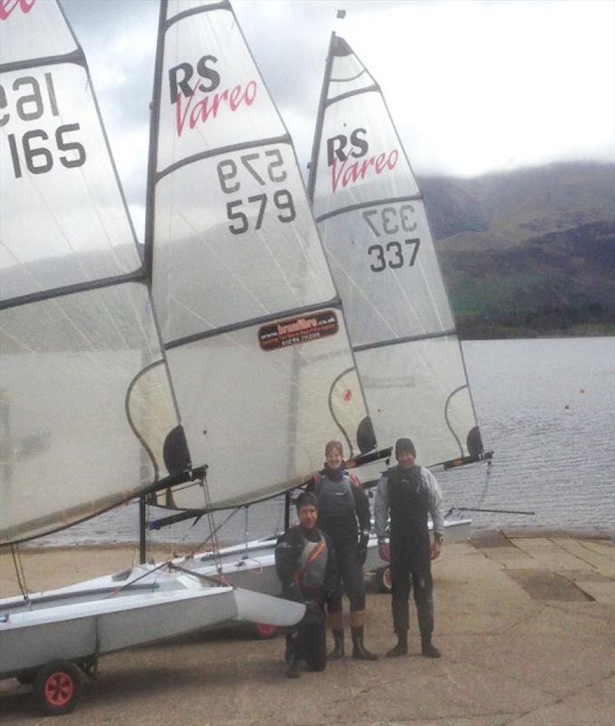 RS Vareos at the Great Northern Asymmetric Challenge (l-r) winner Nick Crickmore, 2nd Cheryl Wood and 3rd Richard Holmes photo copyright Martin Wood taken at Bassenthwaite Sailing Club and featuring the RS Vareo class
