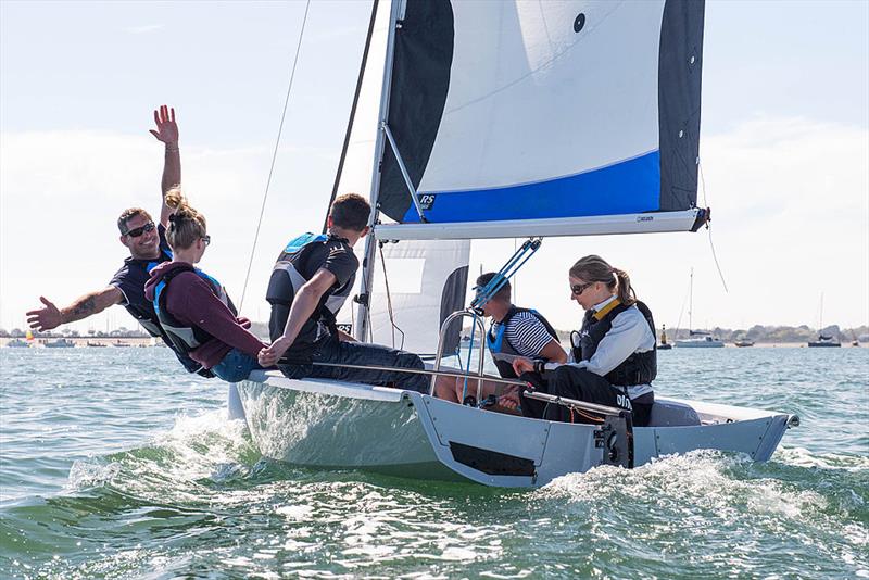 First time sailors enjoy time on the water with Olympic silver medallist, Saskia Clark at Hayling Island photo copyright Volvo Sailing taken at Hayling Island Sailing Club and featuring the RS Venture class