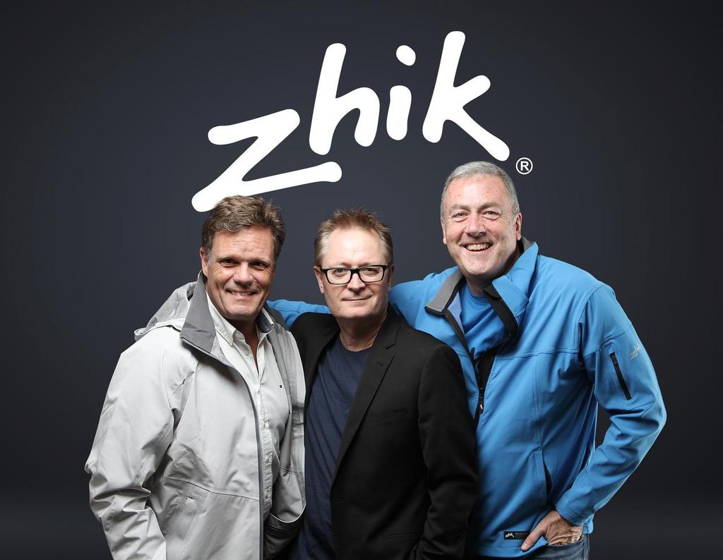 A superb leadership combination –  Zhik’s new CEO, Piet Poelmann (L)Founding Director, Brian Conolly (C), with and Chairman, David Crow (R) photo copyright Zhik taken at  and featuring the  class