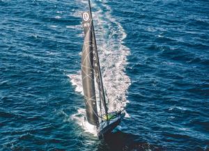 IMOCA60 Hugo Boss foiling high off Lisbon Portugal. photo copyright Alex Thomson Racing taken at  and featuring the  class