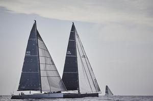 Aragon, 2016 race winner; Southern Wind 96 Sorceress and Ludde Ingvall's Australian Maxi CQS at the start of the RORC Transatlantic Race from Lanzarote on Saturday 25 November photo copyright  James Mitchell / RORC taken at  and featuring the  class