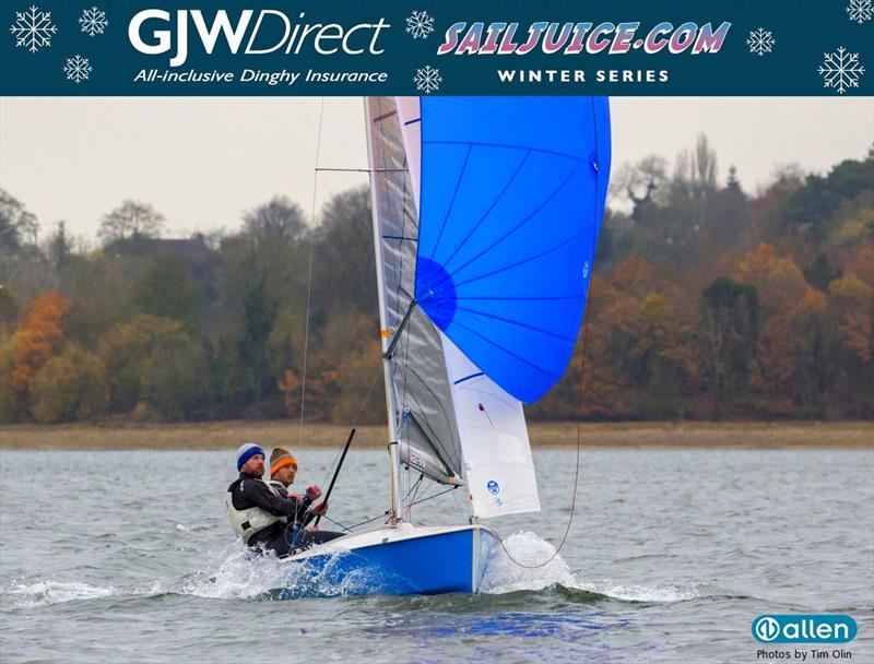 Peter Gray & Andy Davis finish 3rd in the GJW Direct Sailjuice Winter Series Fernhurst Books Draycote Dash photo copyright Tim Olin / Allen Brothers taken at Draycote Water Sailing Club and featuring the Scorpion class