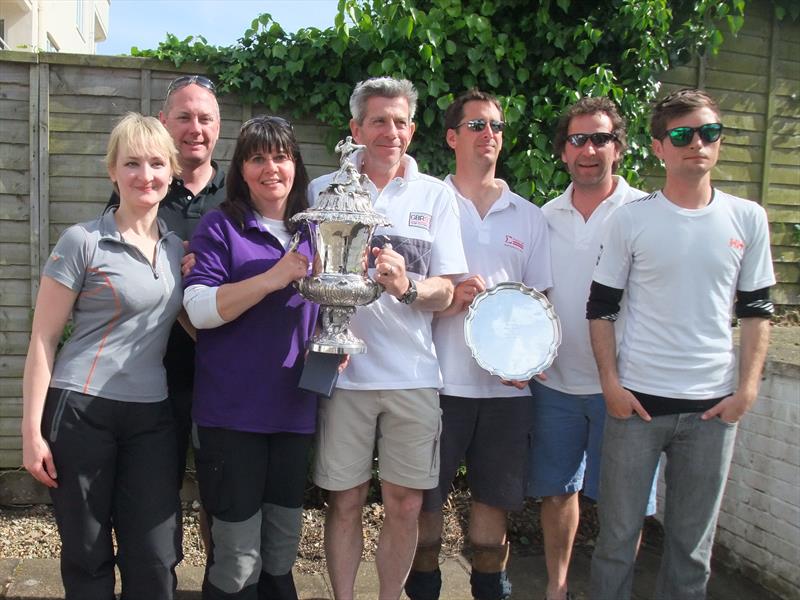 Kindred Spirit team holding the Queen Victoria Jubilee Trophy photo copyright Susan Rainger taken at Royal London Yacht Club and featuring the Sigma 38 class
