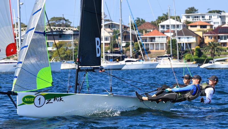 Joel Beashel - defending champion currently overall leader after Zhik Combined High Schools (CHS) Sailing Championships Day 1 photo copyright Red Hot Shotz Sports Photography / Chris Munro taken at Belmont 16ft Sailing Club and featuring the 16ft Skiff class