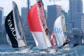 The fleet on the first downwind leg in JJ Giltinan Championship race 5 - photo &copy; Frank Quealey
