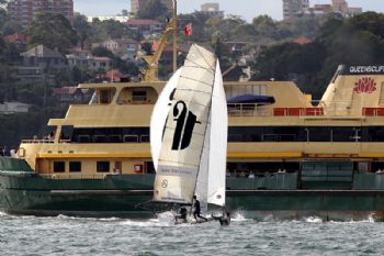 Thurlow Fisher Lawyers loses the lead in an incident with the Manly ferry in race 1 of the  64th JJ Giltinan Championship