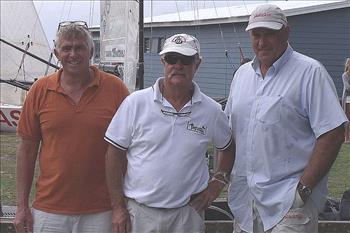 Giltinan legends Trevor Barnabas, John Winning, Iain Murray at the 18ft Skiff Ferry Patrons Trophy