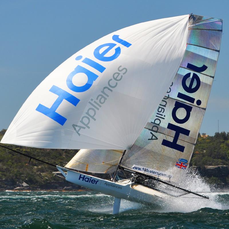 Haier Appliances 18ft Skiff in action on Sydney Harbour photo copyright Ali Chapman taken at Australian 18 Footers League and featuring the 18ft Skiff class