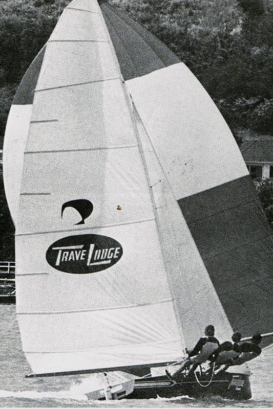 The New Zealand TraveLodge 18ft Skiff in 1974 photo copyright Australian 18 Footers League taken at Australian 18 Footers League and featuring the 18ft Skiff class