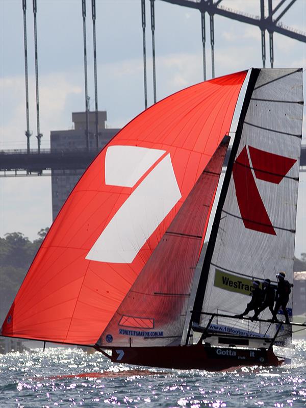 Gotta Love It 7, 2014 JJ Giltinan champion photo copyright Frank Quealey taken at Australian 18 Footers League and featuring the 18ft Skiff class
