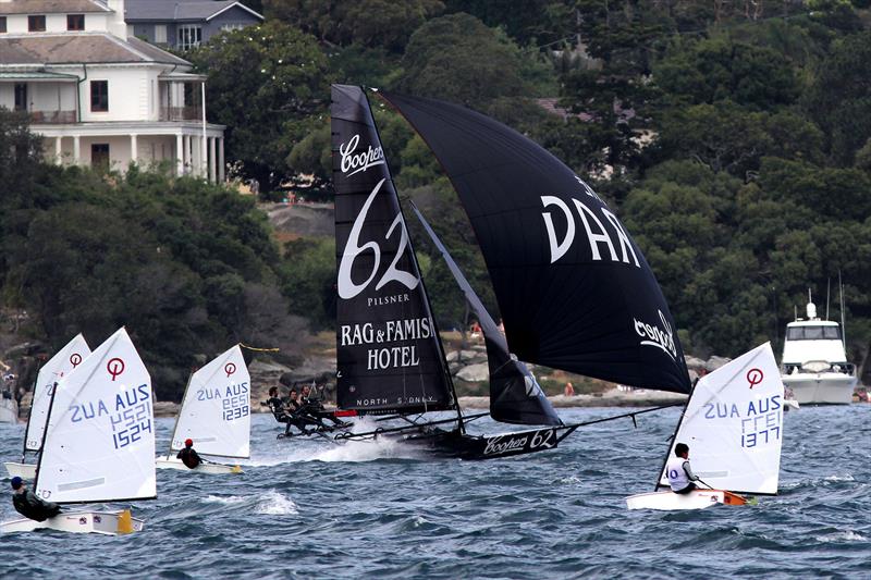 coopers 62-Rag and Famish Hotel amongst the Optimist fleet in Rose Bay during the W.C 'Trappy' Duncan Memorial Trophy photo copyright Frank Quealey taken at  and featuring the 18ft Skiff class