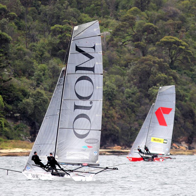 Mojo Wine swoops after 7s misfortune in race 1 of the NSW Championship photo copyright Frank Quealey taken at  and featuring the 18ft Skiff class