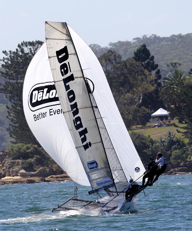 De'Longhi on the spinnaker run from Rose Bay during race 2 of the NSW Championship photo copyright Frank Quealey taken at  and featuring the 18ft Skiff class
