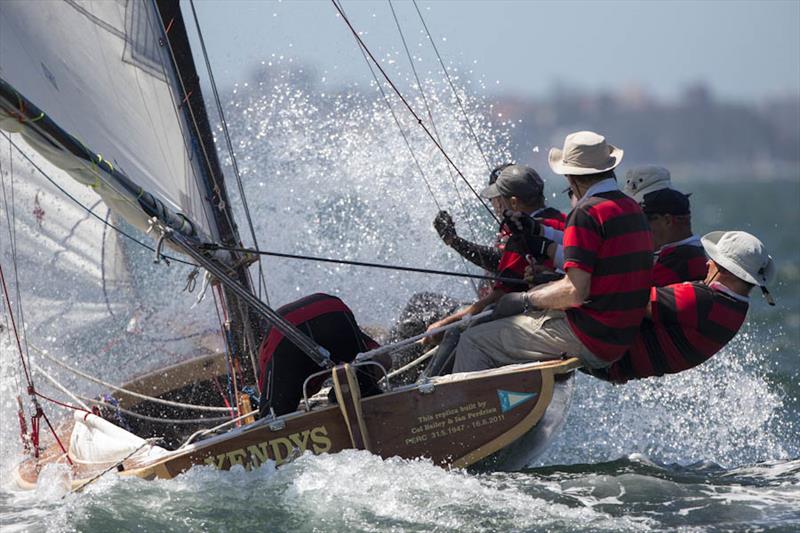 Harold Cudmore skippered Yendys came close to a win at the Historical Skiff Australian Championship photo copyright Andrea Francolini taken at Sydney Flying Squadron and featuring the 18ft Skiff class