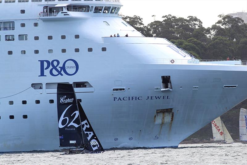 Surely The Rag isnt going to take on a P&O ship during 18ft Skiff JJ Giltinan Trophy Race 2 - photo © Frank Quealey