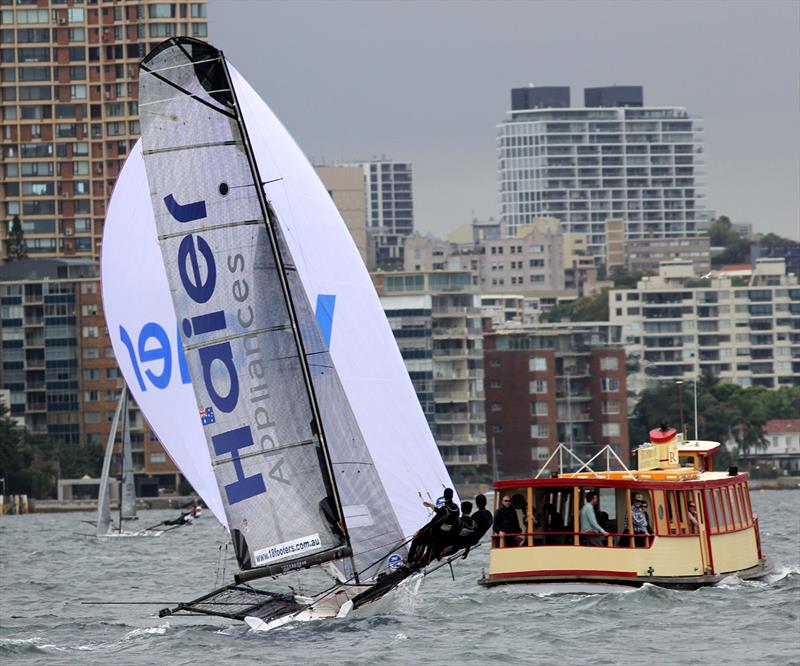 Haier Appliances during race 4 of the 18ft Skiff NSW Championship photo copyright Frank Quealey taken at Australian 18 Footers League and featuring the 18ft Skiff class