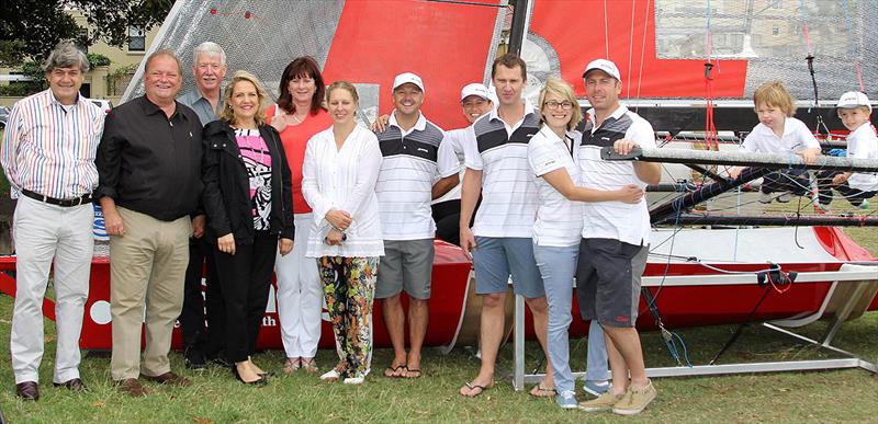 SMEG sponsors, crew and supporters at the boat's christening earlier in the season photo copyright Frank Quealey taken at Australian 18 Footers League and featuring the 18ft Skiff class