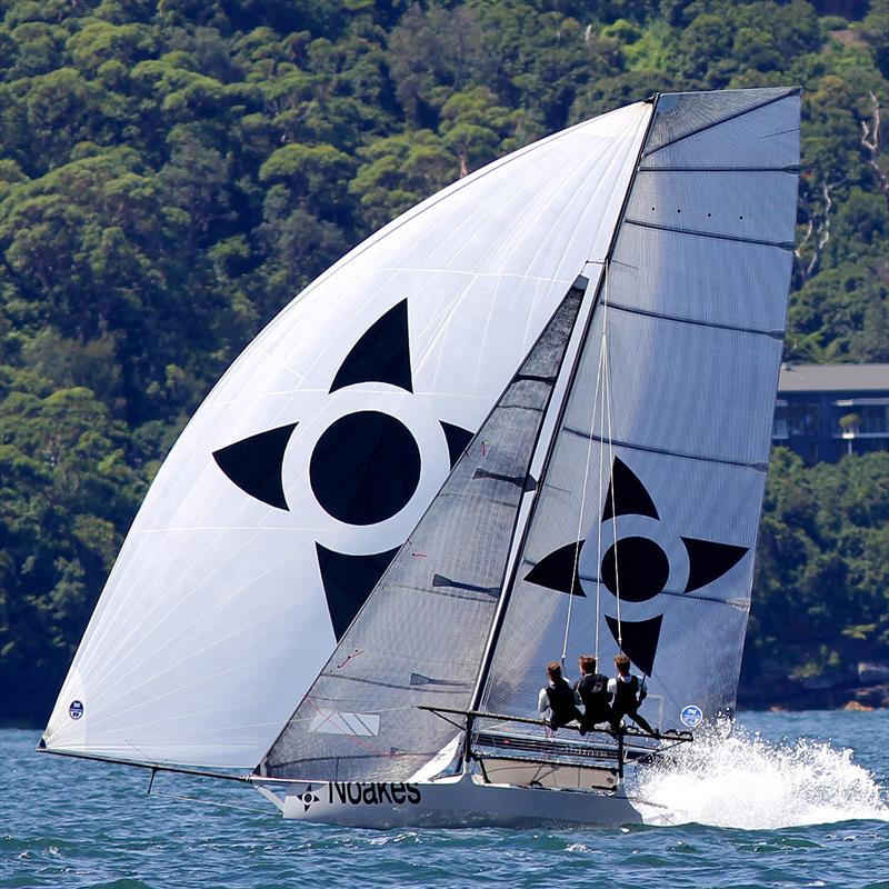 Noakes Youth crew drive their boat hard during the recent Australian Championship photo copyright Frank Quealey taken at Australian 18 Footers League and featuring the 18ft Skiff class