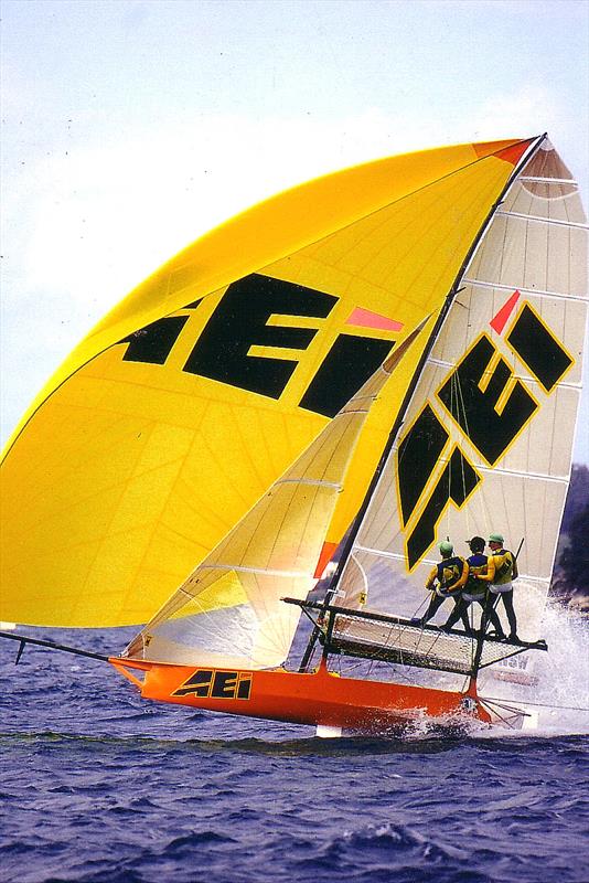 Steve Quigley's 1996 JJ Giltinan championship winning AEI Pace Express photo copyright Quigley family taken at Australian 18 Footers League and featuring the 18ft Skiff class