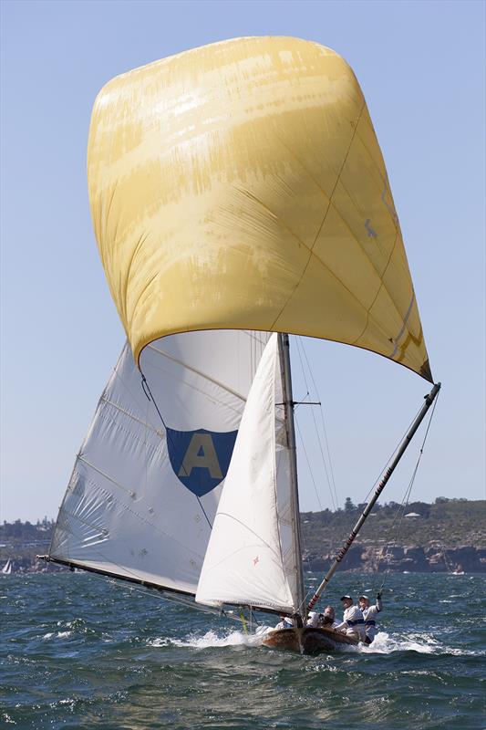 John Winning and 'Aberdare' revelling in the conditions on day 1 of the Sydney Harbour Regatta photo copyright Andrea Francolini taken at Middle Harbour Yacht Club and featuring the 18ft Skiff class