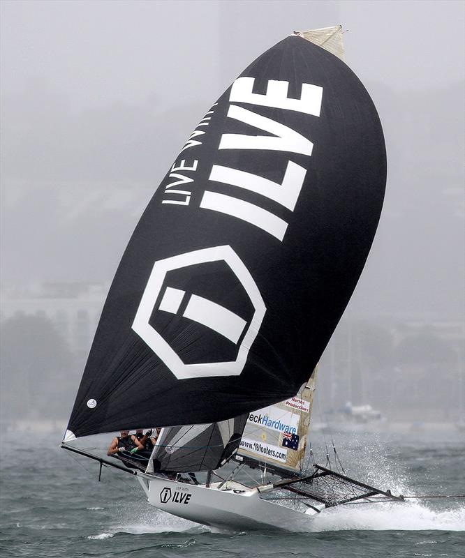 Ilve was in fifth place on the first run to Obelisk in race 11 of the 18ft Skiff Club Championship photo copyright Frank Quealey taken at Australian 18 Footers League and featuring the 18ft Skiff class