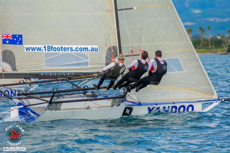 18ft Skiff Mark Foy Championship at Denarau, Fiji day 2 photo copyright Suellen Hurling / Auckland Skiff League taken at  and featuring the 18ft Skiff class