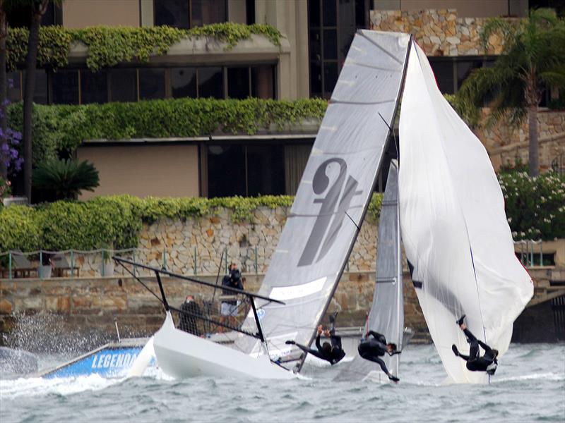 Looking real bad in race 1 of the 18ft Skiff NSW Championship - photo © Frank Quealey