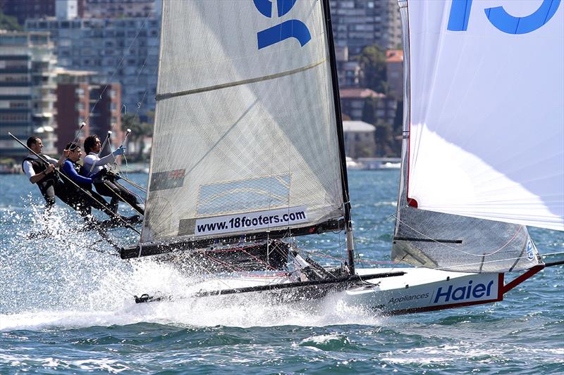 Haier Appliances crew showed big improvement to match it with the big name teams in race 2 of the 18ft Skiff NSW Championship photo copyright Frank Quealey taken at Australian 18 Footers League and featuring the 18ft Skiff class