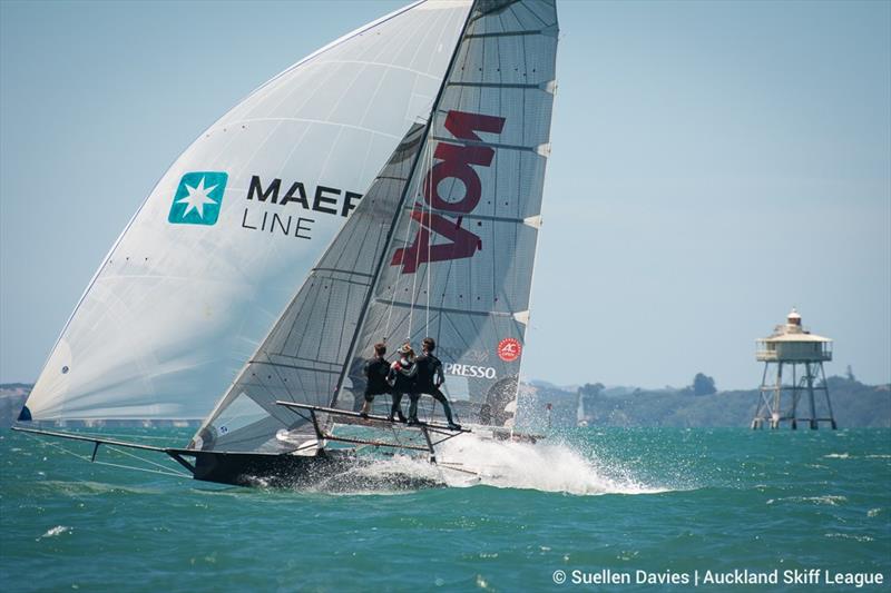 18ft Skiff New Zealand Championship day 1 photo copyright Suellen Davies / Auckland Skiff League taken at Royal Akarana Yacht Club and featuring the 18ft Skiff class